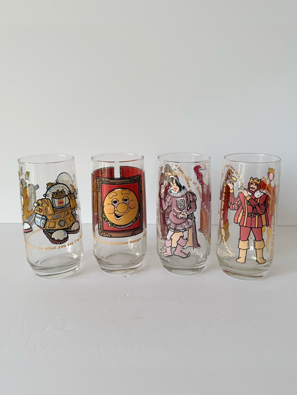 Vintage 1979 Burger King Collectors Series Set of 4 Character Glass Tumblers USA